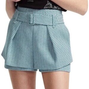 Maje Women's Blue Checkered Shorts Size 34